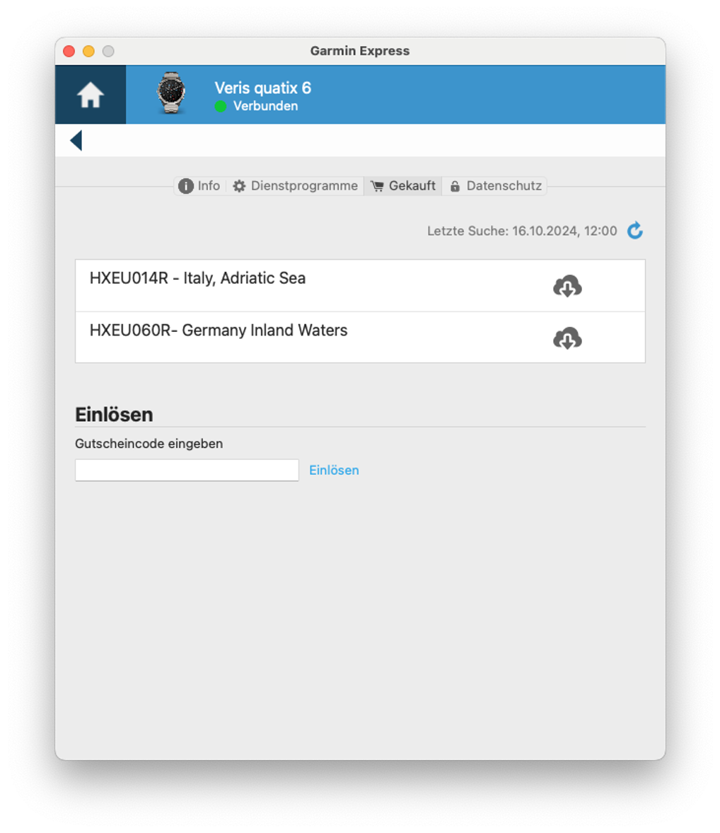 12. Seekarten Anzeige